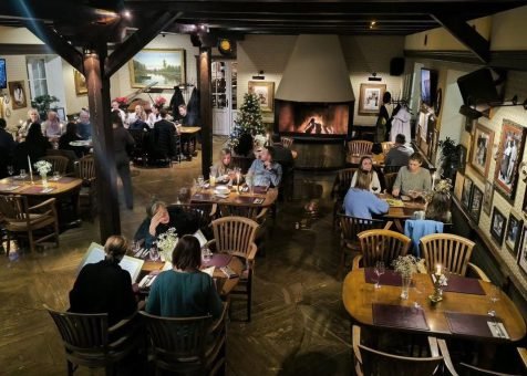 Old Green House in Vilnius interior with people