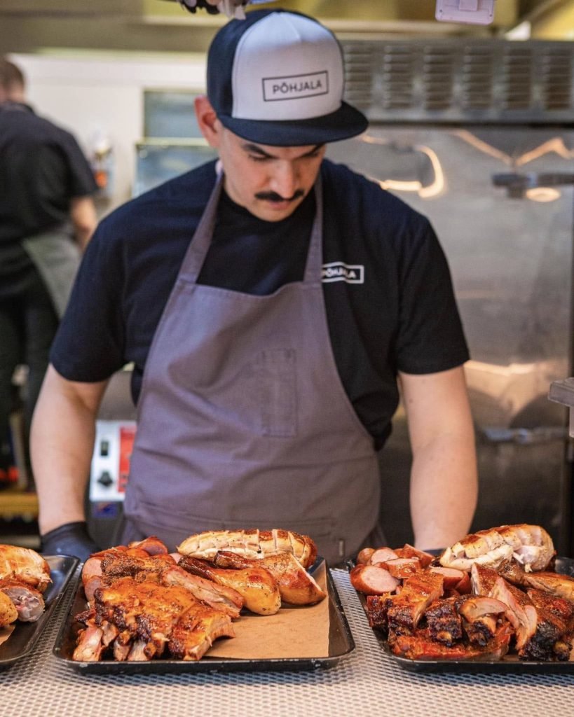 Pohjala Brewery in Tallinn chef doing bbq food